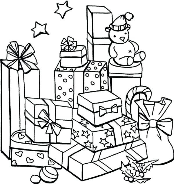 600x633 Christmas Gifts Coloring Pages Printable Present Coloring Pages
