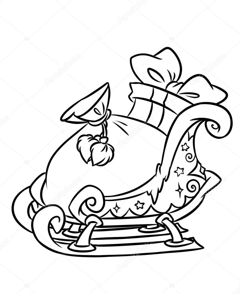 836x1024 Sleigh Christmas Gifts Coloring Stock Photo Efengai