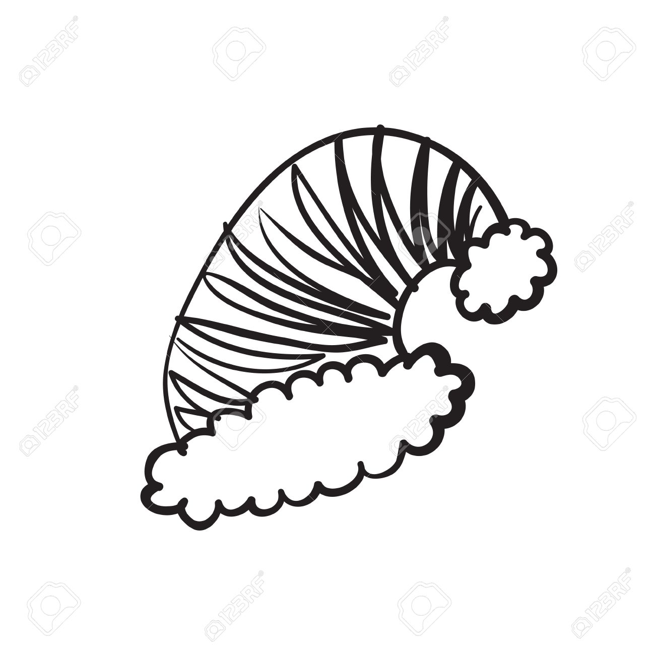1300x1300 Vector Hand Drawn Christmas Santa Hat. Black Sketch On White
