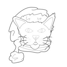 220x220 Cat With Santa Hat Coloring Pages
