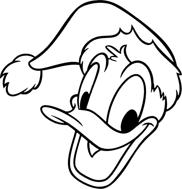 638x664 Disney's Donald Duck With Christmas Santa Hat Coloring Pages