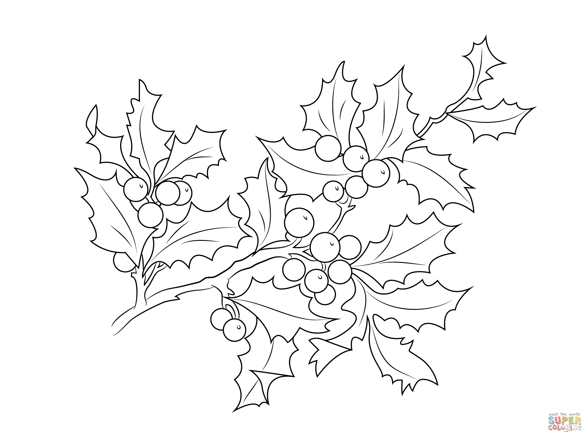 2046x1526 Christmas Holly Berries Coloring Page Free Printable Coloring Pages