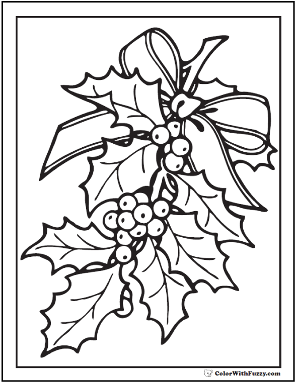 590x762 Christmas Holly Coloring Page