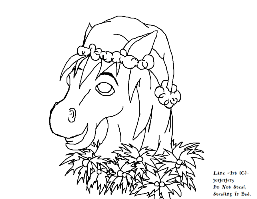 900x697 Christmas Pony Horse Line Art By Jesjesjes3