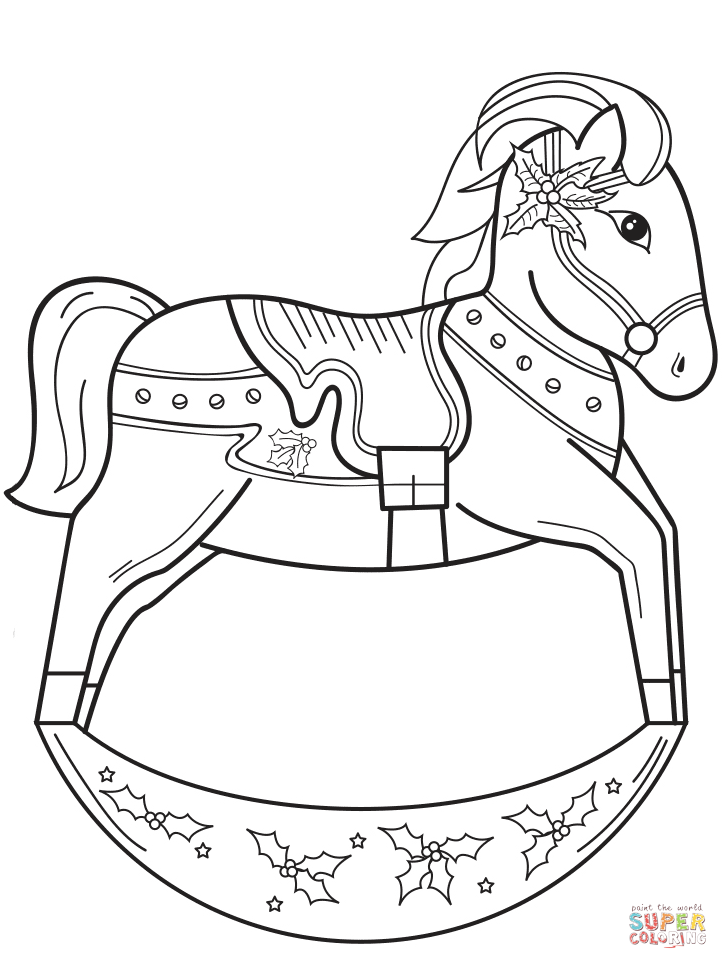 728x969 Christmas Rocking Horse Coloring Page Free Printable Coloring Pages