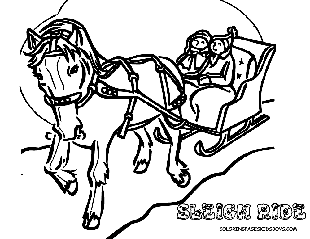 1001x774 One Horse Open Sleigh Ride Coloring Pages Draw Santa Sleigh Fly
