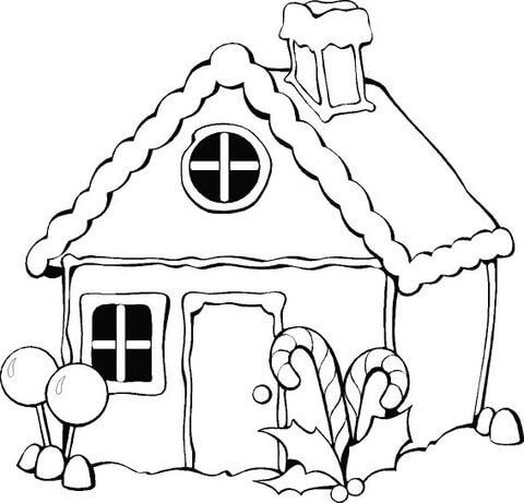 480x461 Christmas Gingerbread House Coloring Page Free Printable