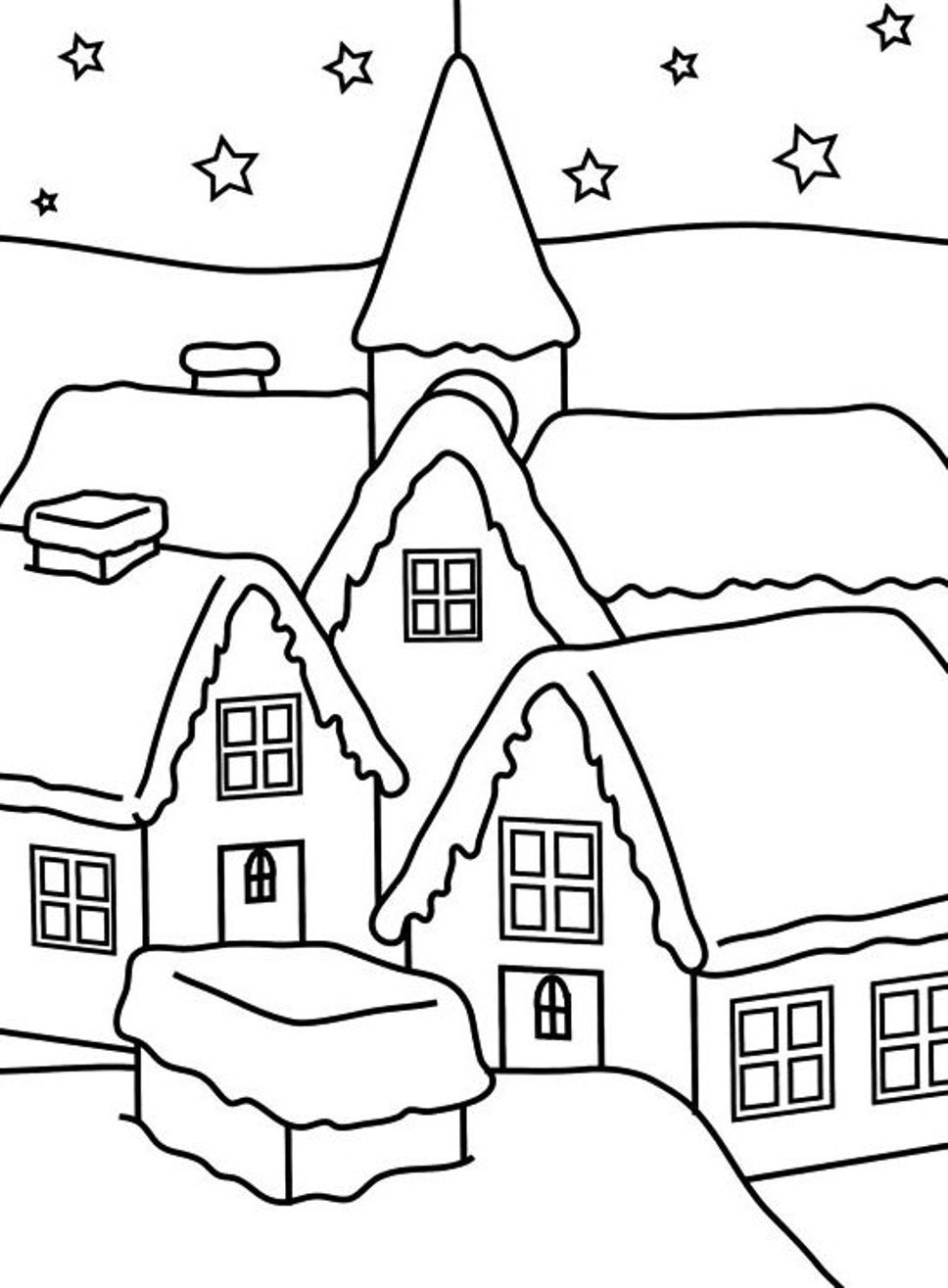 968x1315 House Of Winter Coloring Pages For Kids Christmas Coloring Pages