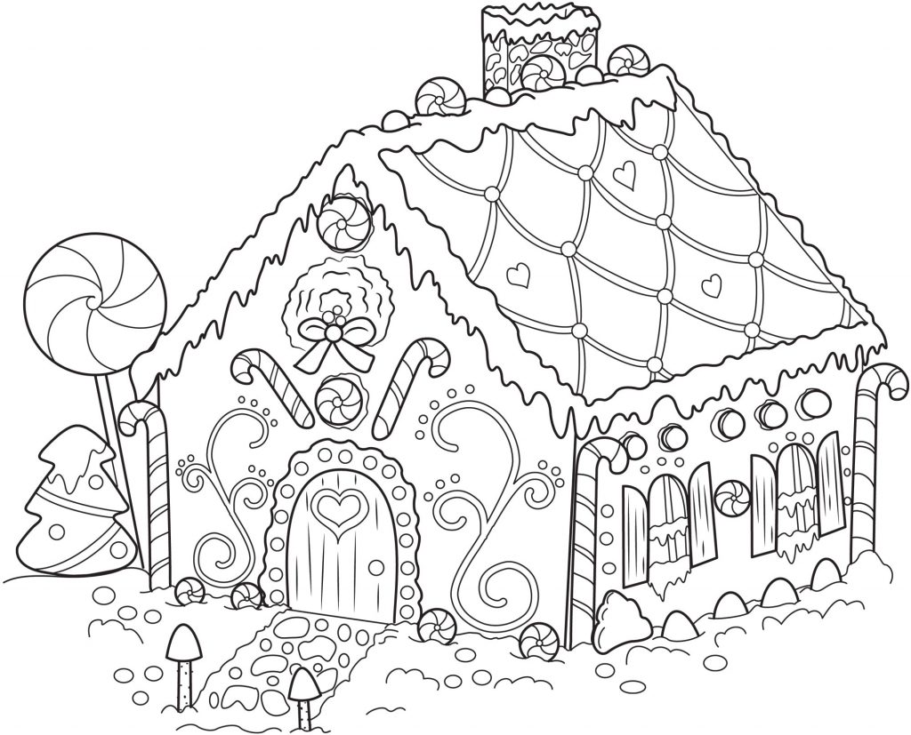 1024x827 Christmas House Coloring Pages Coloring Page For Kids