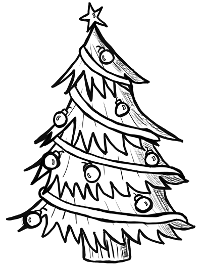 400x528 Coloring Pages Cool Christmas Tree Drawing Draw Trees Step 17