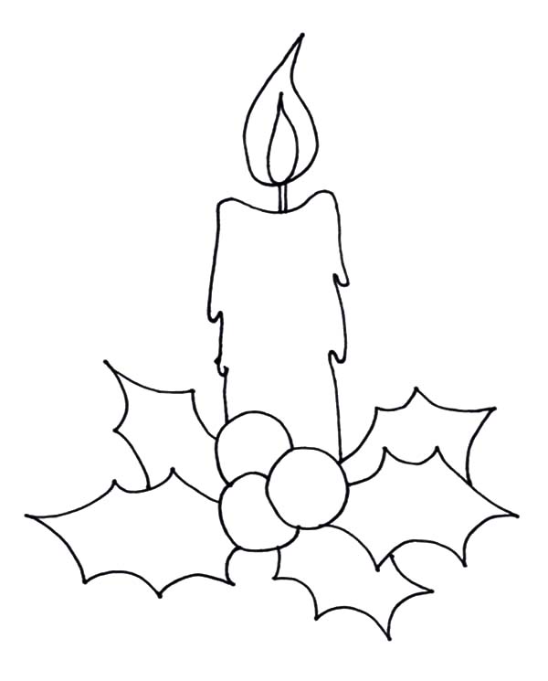 600x745 How To Draw Christmas Candle Coloring Pages