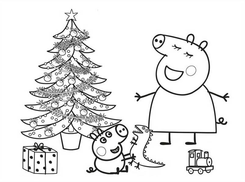 804x600 Peppa Pig Christmas Coloring Pages Preschool For Sweet Page Print