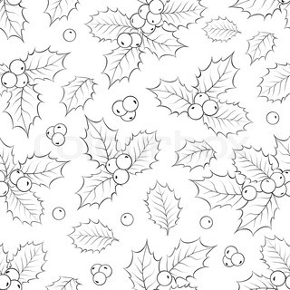 320x320 Christmas Mistletoe Branch Pencil Drawing. Vector Illustration