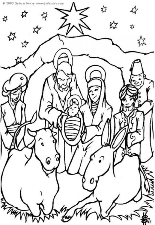 517x750 Coloring Page Nativity Scene