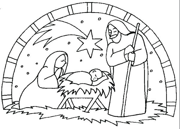 600x430 Manger Coloring Pages To Print And Nativity Coloring Pages Kids