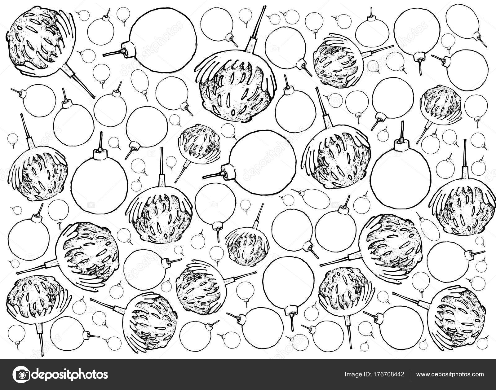 1600x1259 Hand Drawn Of Lovely Christmas Ornaments Background Stock Vector