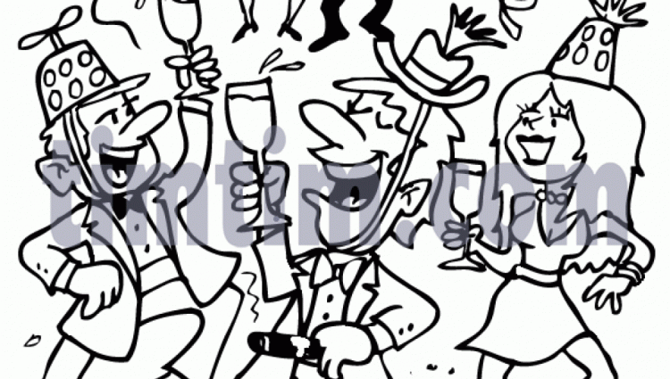 750x425 Free Drawing Of A New Years Party Bw From The Category Christmas