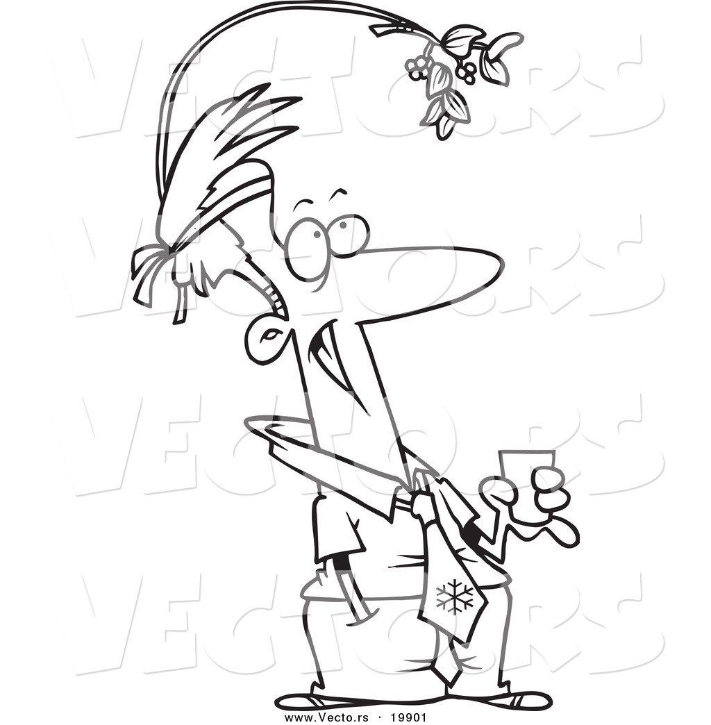 1024x1044 Vector Of A Cartoon Businessman Wearing Mistletoe