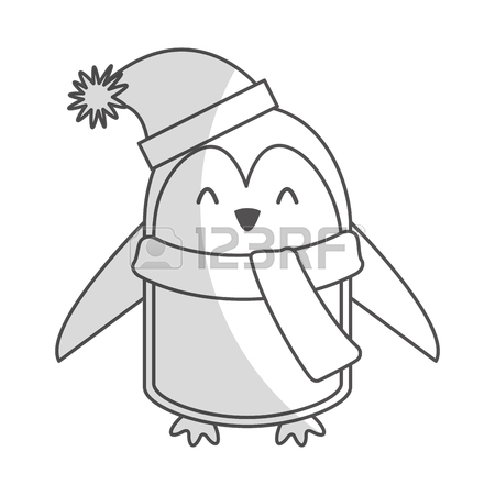 450x450 Cute Shadow Christmas Penguin Cartoon Vector Graphic Design