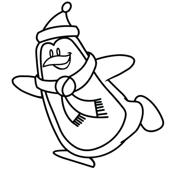 605x611 Cute Christmas Penguin Coloring Pages