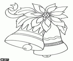 300x250 Christmas Bells And Poinsettia Coloring Page Printable Game