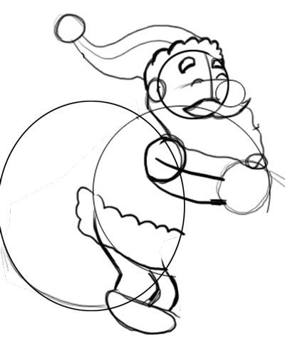 400x475 How To Draw Santa Clause Amp Reindeers And Flying Sleigh