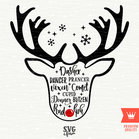 570x570 Santa Claus Christmas Reindeer Names Svg Decal Cutting File