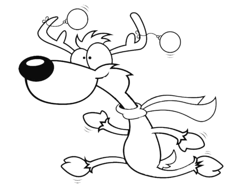480x371 Cartoon Christmas Reindeer Coloring Page Free Printable Coloring