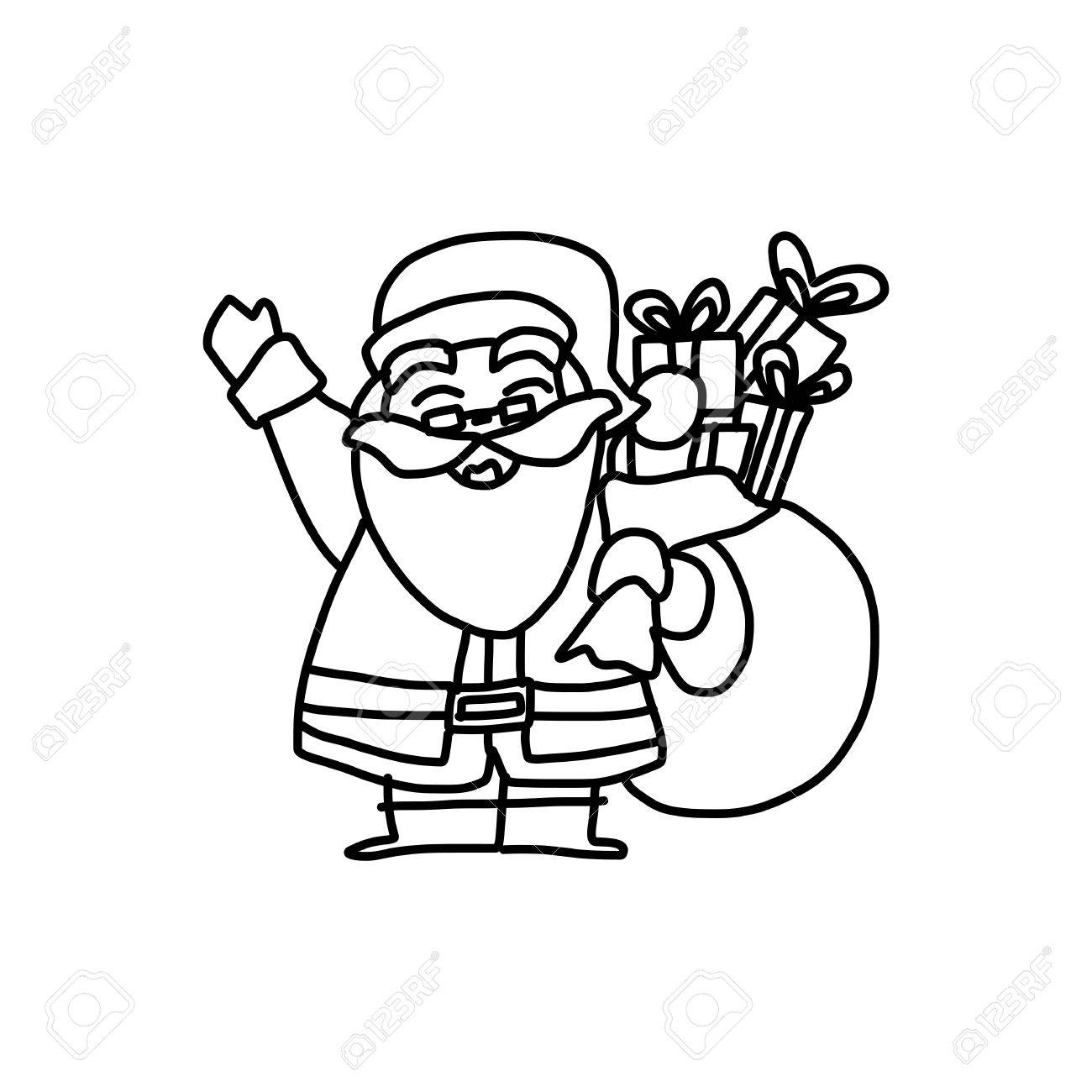 1300x1300 Hand Drawing Cartoon Character Christmas Santa Claus Royalty Free