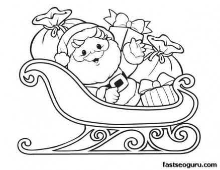 438x338 Printable Christmas Santa Claus With Sleigh And Gifts Coloring