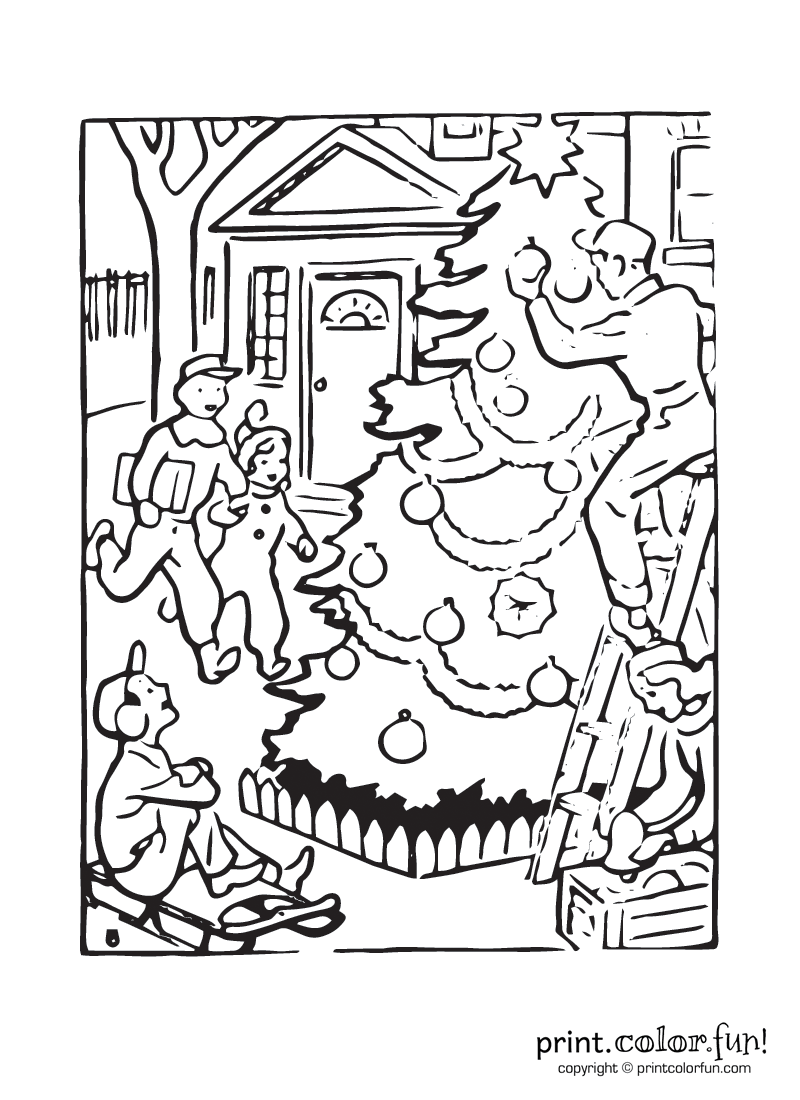 800x1100 Outdoor Christmas Tree Coloring Page