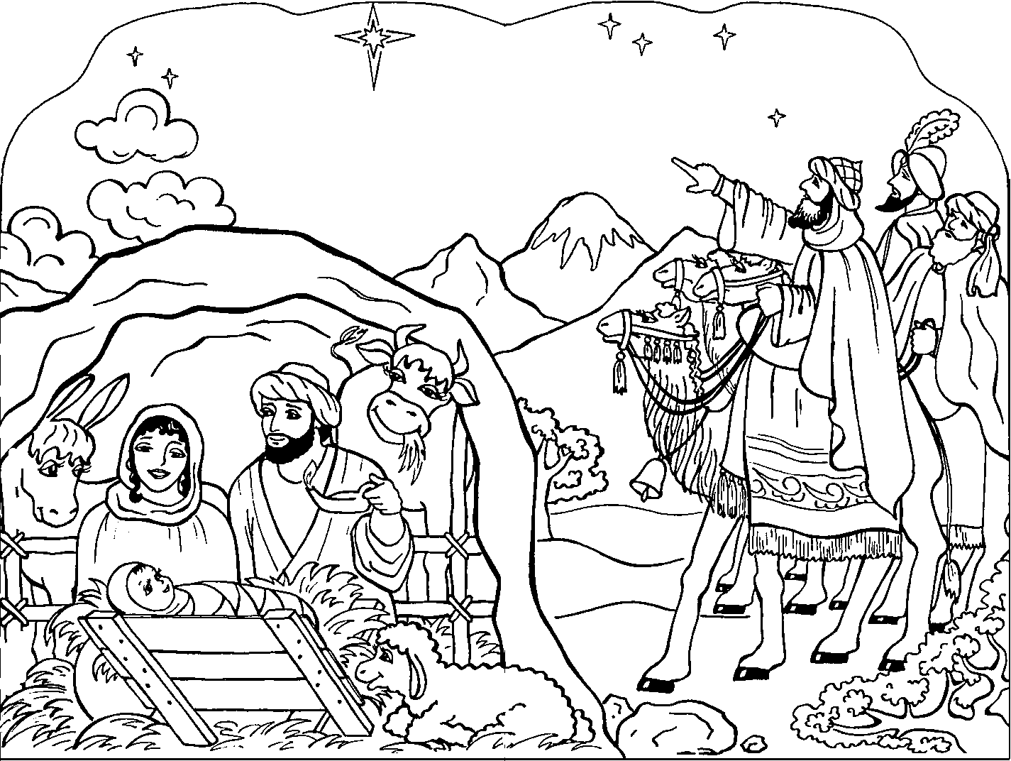 1425x1072 Printable Coloring Pages Of Nativity Scenes For Kids, Printable