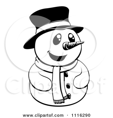 450x470 Snowman With A Carrot Nose In A Winter Landscape Clipart
