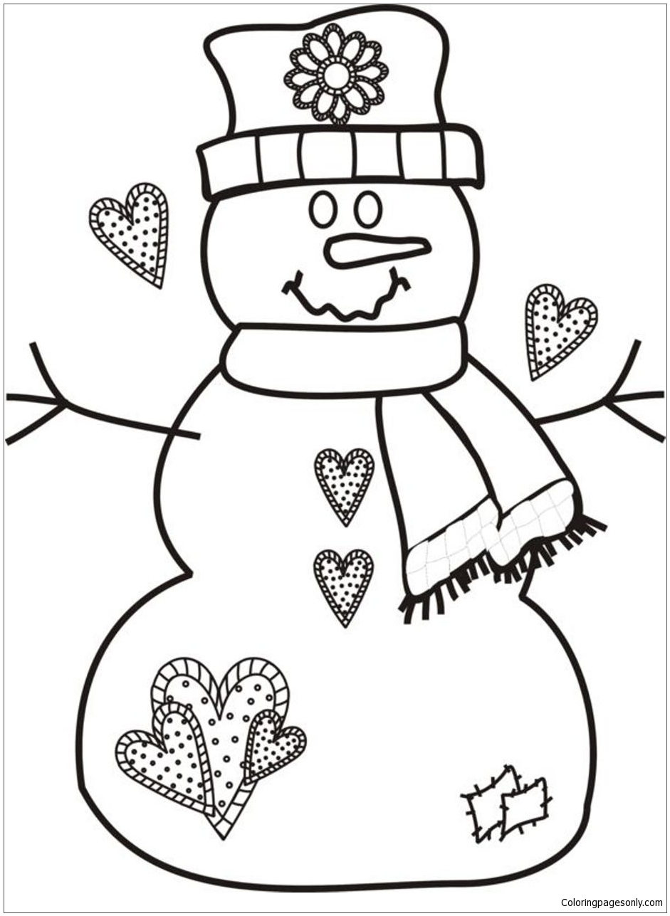 941x1287 Christmas Snowman 1 Coloring Page