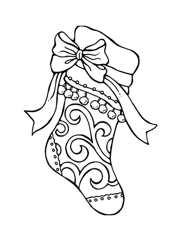 600x790 Tribal Decorated Christmas Stockings Coloring Pages