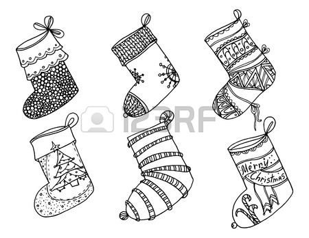450x348 Set Of Christmas Stockings. Collection Of Vector Stylized Winter
