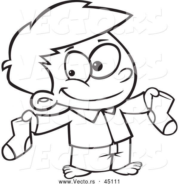 600x620 Vector Of A Smiling Boy Holding Christmas Socks