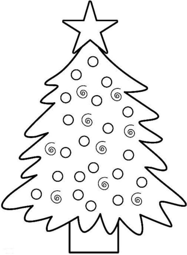 600x816 Christmas Tree With Star Coloring Page