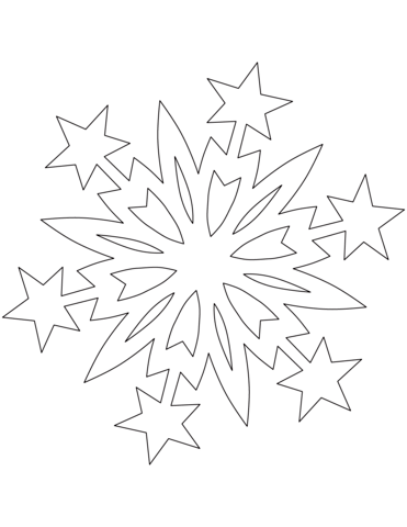 371x480 Snowflake Pattern With Christmas Stars Coloring Page Free