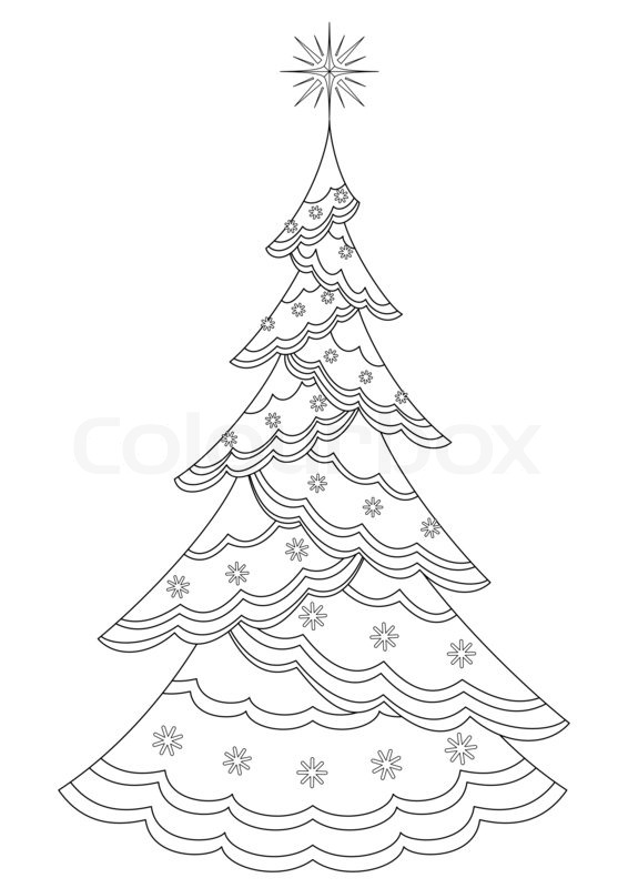 566x800 Christmas Tree With Star And Snowflakes, Holiday Symbol, Isolated