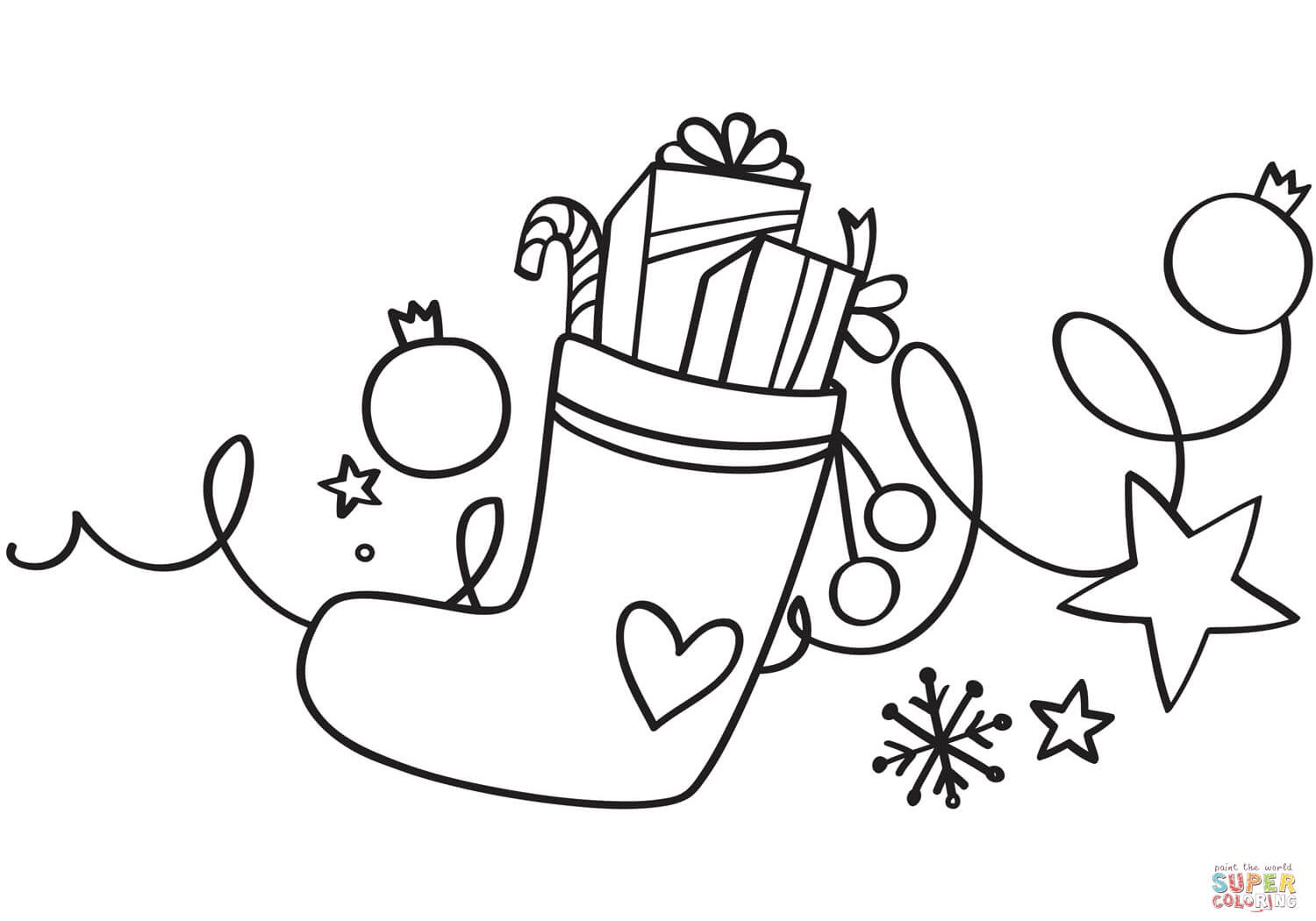 1500x1050 Plain Christmas Stocking Coloring Page Cheminee Pages Printable