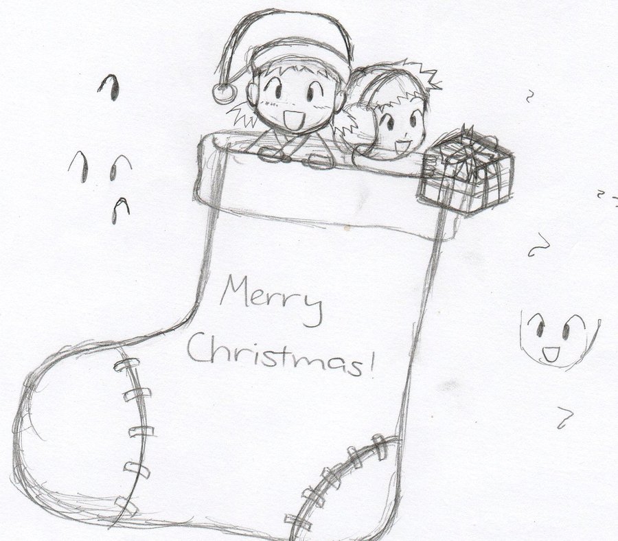 900x788 Christmas Stocking Sketch By Wolflover1250