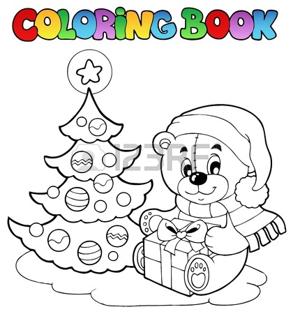 420x450 Coloring Book Christmas Teddy Bear