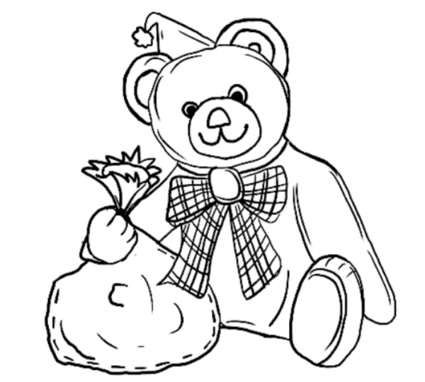 600x540 Teddy Bear Merry Christmas Coloring Pages