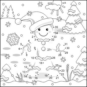 350x350 Connect The Dots And Coloring Page With Ginger Man, Commercial Use
