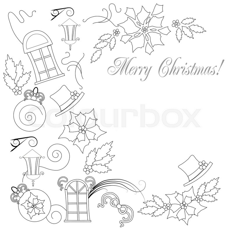 800x800 Background With Christmas Things. Vector Illustration Stock