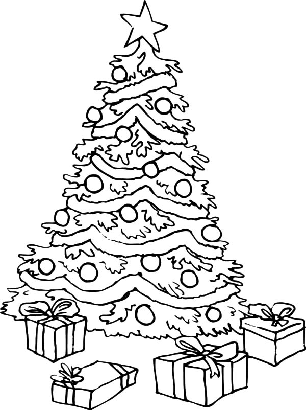 600x802 Christmas Tree With Presents Coloring Pages Preschool To Good Page