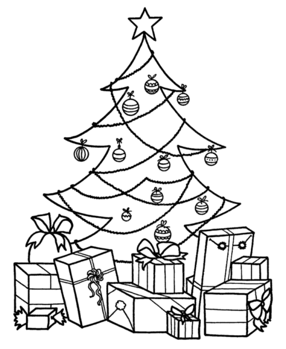 580x709 Christmas Tree With Presents Drawing Home Design And Decorating