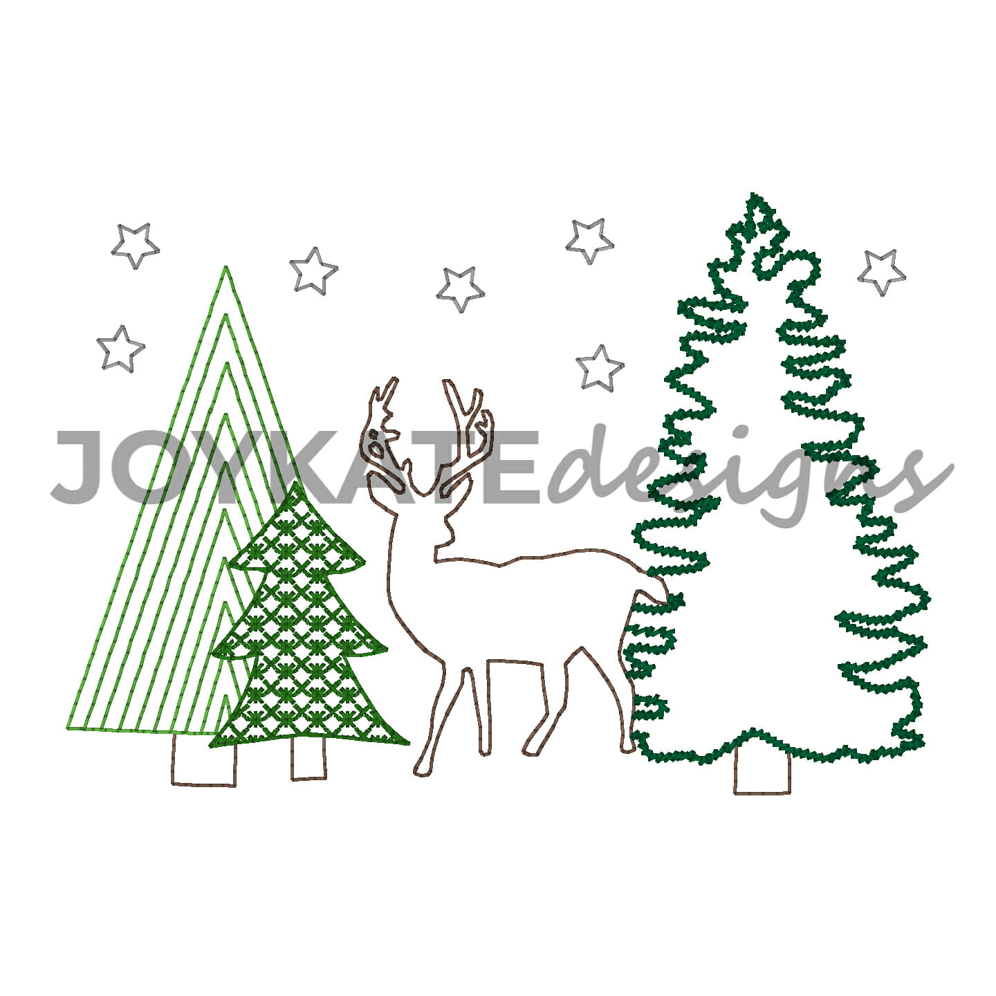 1440x1440 Deer And Winter Trees Vintage Embroidery Design Joy Kate Designs