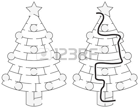 450x352 Easy Christmas Tree Maze For Younger Kids With A Solution Royalty